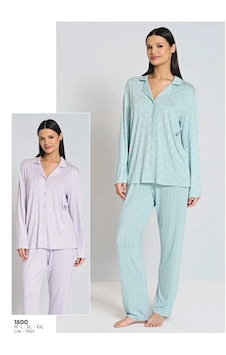 Pijadore 1800 Uzun Kol Düğmeli Kadın Pijama Takımı Yeşil Pijadore 1800 Uzun Kol Düğmeli Kadın Pijama Takımı Yeşil
