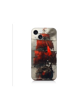 Apple Uyumlu iPhone 15 Plus Kırmızı Yelkenli Desenli Silikon Kılıf Silikon Apple Uyumlu iPhone 15 Plus Kırmızı Yelkenli Desenli Silikon Kılıf Silikon