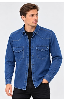 Classics Men Report Uzun Kol Slim Fit Erkek Jean Gömlek - 7783 Mavi Classics Men Report Uzun Kol Slim Fit Erkek Jean Gömlek - 7783 Mavi