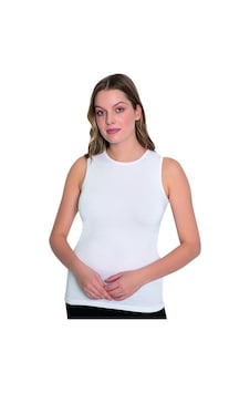 6 Adet Lüx Drm Bayan Büyük Beden Bambu Kolsuz Body Atlet 3741 Beyaz