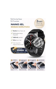 Samsung Gear S3 Frontier Uyumlu Nano Jel Ekran Koruyucu 2 Adet Darbe Emici Tam Kaplayan