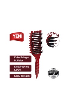 Pro Curly Saç Fırçası - Kıvırcık Saçlar İçin Bukle Belirginleştirici, Kıvırcık Kız Metodu Bordo