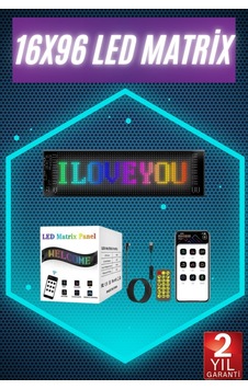 Digital Araba Yazısı Ekran Matrix En Büyük Boy 16x96 Matrix Led Panel - Lisinya Çok Renkli Digital Araba Yazısı Ekran Matrix En Büyük Boy 16x96 Matrix Led Panel - Lisinya Çok Renkli
