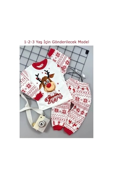 Bilge Trend Yılbaşı Noel Yeniyıl Etnik Desen Geyikli Çocuk Pijama Takım Beyaz - Kırmızı Bilge Trend Yılbaşı Noel Yeniyıl Etnik Desen Geyikli Çocuk Pijama Takım Beyaz - Kırmızı