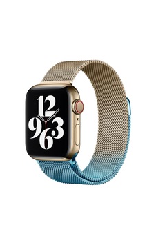 Apple Watch 38mm Metal Mıknatıslı Kordon - Metalik Gold-mavi Apple Watch 38mm Metal Mıknatıslı Kordon - Metalik Gold-mavi