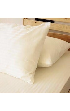 Clasy 2 Li %100 Pamuk Saten Çizgili Yastık Kılıfı 50 X 70 Ekru