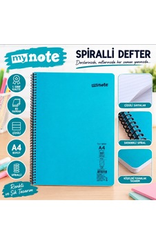 Mynote Okul Defteri Çizgili 80yaprak Spiralli Renkli Kapaklı Büyük Boy Mavi Mynote Okul Defteri Çizgili 80yaprak Spiralli Renkli Kapaklı Büyük Boy Mavi