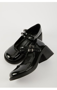 Selin Shoes Sandy Çift Bantlı Rugan Kadın Loafer- Siyah Rugan Selin Shoes Sandy Çift Bantlı Rugan Kadın Loafer- Siyah Rugan