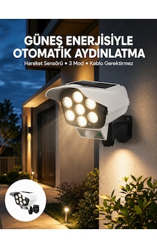 Uzaktan Kumandalı Güneş Enerjili Led Güvenlik Lambası Kamera Tipi Hareket Sensörlü Yeni Nesil Sarı Uzaktan Kumandalı Güneş Enerjili Led Güvenlik Lambası Kamera Tipi Hareket Sensörlü Yeni Nesil Sarı