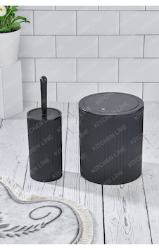 Yuvarlak Çöp Kovası & Yuvarlak Tuvalet Fırçası Seti Ikili Banyo Seti Siyah Siyah Yuvarlak Çöp Kovası & Yuvarlak Tuvalet Fırçası Seti Ikili Banyo Seti Siyah Siyah