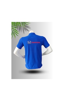 Frooy Honda Logo Baskılı Polo Yaka Pamuklu T-shirt Mavi Frooy Honda Logo Baskılı Polo Yaka Pamuklu T-shirt Mavi
