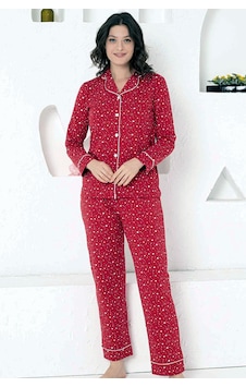 Alimer Kadın Kırmızı Desenli Likralı Kışlık Pijama Takımı Edy2769 Kırmızı Alimer Kadın Kırmızı Desenli Likralı Kışlık Pijama Takımı Edy2769 Kırmızı