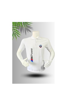 Frooy Bmw M Power Baskılı Polo Yaka Pamuklu T-shirt Beyaz Frooy Bmw M Power Baskılı Polo Yaka Pamuklu T-shirt Beyaz