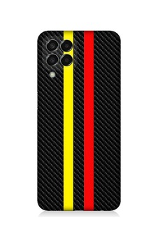 Samsung Galaxy M33 Uyumlu Silikon Kılıf Sarı Kırmızı Karbon Motif Samsung Galaxy M33 Uyumlu Silikon Kılıf Sarı Kırmızı Karbon Motif