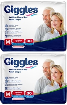 Giggles Belbantlı Yetişkin Hasta Bezi Orta Boy M Beden 30 Lu X 2 Adet