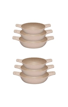 2 Adet Set Döküm Saplı Granit Güveç Sahan Set 6 Parça Vizon 18cm-20cm-22cm Vizon 2 Adet Set Döküm Saplı Granit Güveç Sahan Set 6 Parça Vizon 18cm-20cm-22cm Vizon