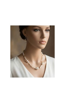 Modern Barok İnci Takı Seti - El Yapımı Çubuk İnci Kolye Ve Küpe Kombini Düzensiz Model Altın Modern Barok İnci Takı Seti - El Yapımı Çubuk İnci Kolye Ve Küpe Kombini Düzensiz Model Altın