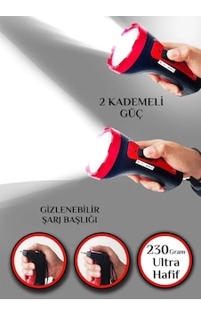 Şarjlı 10w Projektör Led El Feneri 2 Mod Aydınlatmalı Uzun Menzil Işıldak Kambur Fener 5570 Çok Renkli