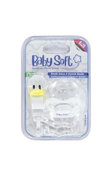 Babysoft Fıgurlu Emzık Askısı ve Damaklı Emzık No:2 - Beyaz