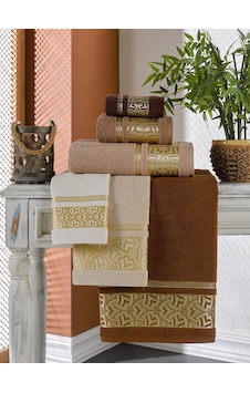 Durul Bukle Jakarlı Banyo Havlusu 70 10 6'lı Paket Kahverengi - Krem Durul Bukle Jakarlı Banyo Havlusu 70 10 6'lı Paket Kahverengi - Krem