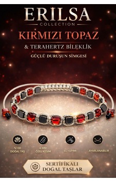 Sertifikalı Kırmızı Topaz Terahertz Bileklik - 8 Mm Küp Kesim D Çok Renkli Sertifikalı Kırmızı Topaz Terahertz Bileklik - 8 Mm Küp Kesim D Çok Renkli