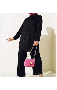 Lovie Moda Kadın Saten Görünümlü Fitilli İkili Takım Siyah Lovie Moda Kadın Saten Görünümlü Fitilli İkili Takım Siyah