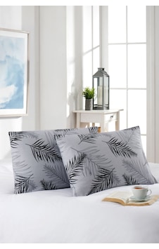 2'li Yastık Kılıfı Pamuklu 50x70 Cm Gri Palm 2'li Yastık Kılıfı Pamuklu 50x70 Cm Gri Palm