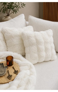 Peluş Bubble Kırlent Kılıfı 2'li Beyaz Peluş Bubble Kırlent Kılıfı 2'li Beyaz