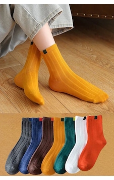 Bgk 7 Çift Unisex Renkli Uzun Çorap Çok Renkli Bgk 7 Çift Unisex Renkli Uzun Çorap Çok Renkli