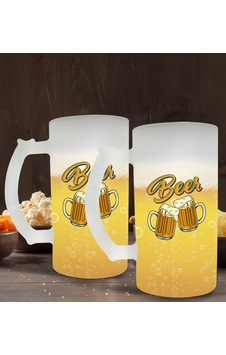 Bk Gift Fresh Beer Tasarımlı 2’li Buzlu Cam Bira Bardağı 50cl-1 Bk Gift Fresh Beer Tasarımlı 2’li Buzlu Cam Bira Bardağı 50cl-1