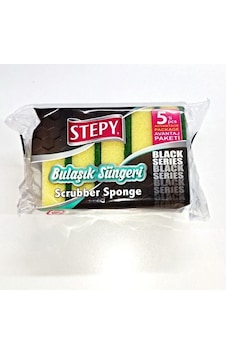 Stepy Black Düz Bulaşık Süngeri 5'li Stepy Black Düz Bulaşık Süngeri 5'li