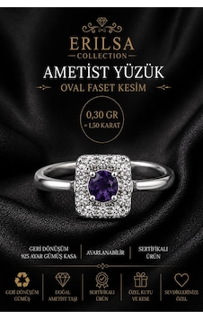 Sertifikalı Doğal Ametist Taşlı Ayarlamalı Geri Dönüşüm Gümüş Kas Çok Renkli Sertifikalı Doğal Ametist Taşlı Ayarlamalı Geri Dönüşüm Gümüş Kas Çok Renkli