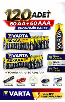 Aa + Aaa Pil 120'lı Set 60 Aa + 60 Aaa 1.5v Ekonomik Toplu Paket Çinko Karbon Aa + Aaa Pil 120'lı Set 60 Aa + 60 Aaa 1.5v Ekonomik Toplu Paket Çinko Karbon
