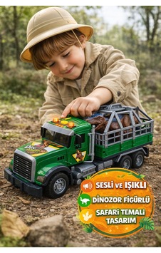 Sesli Işıklı Dinozor Kurtarma Kamyonu Pilli Safari Oyuncak Tır Taşıyıcı Dinozor Yeşil - 30 Cm Sesli Işıklı Dinozor Kurtarma Kamyonu Pilli Safari Oyuncak Tır Taşıyıcı Dinozor Yeşil - 30 Cm