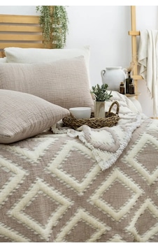 Şaheser Home Collection Müslin Yatak Örtüsü Seti Çift Kişilik Sonia Bej Renkli Şaheser Home Collection Müslin Yatak Örtüsü Seti Çift Kişilik Sonia Bej Renkli