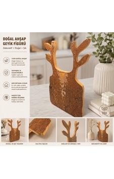Çam Ağacı Geyik Figürü Dekoratif Ahşap Dekor Obje