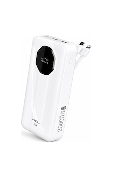 Pw-107 20.000 Mah Powerbank 22.5w Hızlı Şarj Dahili Type-c Lightning Kablolu Lcd Göstergeli 2 Usb Beyaz Çok Renkli Pw-107 20.000 Mah Powerbank 22.5w Hızlı Şarj Dahili Type-c Lightning Kablolu Lcd Göstergeli 2 Usb Beyaz Çok Renkli