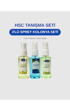 3'lü Kolonya Seti - 50cc Sprey Ferahlatıcı Taşınabilir Kolonya Seti