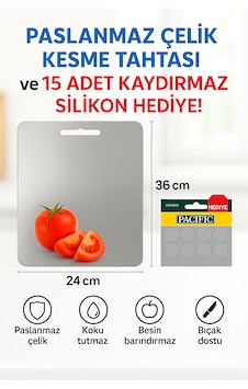 Üst Düzey Antibakteriyel Paslanmaz Çelik Kesme Tahtası 1 Adet Üst Düzey Antibakteriyel Paslanmaz Çelik Kesme Tahtası 1 Adet
