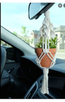 Dikiz Aynası Süsü Mini Saksılık Makrome Saksılık