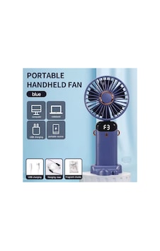 Taşınabilir Dijitalli Mini Fan Şarjlı, Sessiz Ve Güçlü Serinletici Fan Lacivert - 886311102