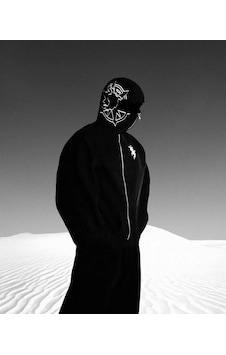 Tarzyeri Samuray Zıp Fermuarlı Kapşonlu Hırka - Siyah 001