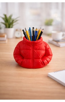 Puffer Jacket Masaüstü Kalemlik Dekoratif Ofis Organizer Hediyelik Kırmızı Puffer Jacket Masaüstü Kalemlik Dekoratif Ofis Organizer Hediyelik Kırmızı