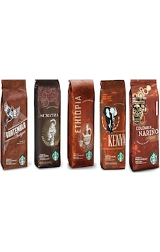 Starbucks Guatemala+Sumatra+Ethiopia+Kenya+Colombia Narino Çekirdek Kahve Seti 5 x 250 G
