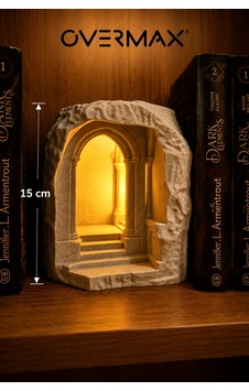 Işıklı Dekoratif Kitaplık Süsü 15 Cm Taş Kemer Ve Merdiven Tasarımlı Kitap Arası Dekor Model-2 - 917360375