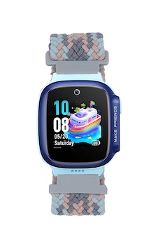 Huawei Gt4 41mm Omsy Krd-139 18mm Çocuklara Özel Örgü Kordon - Gri-pembe