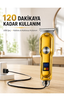 Profesyonel Saç Sakal Tıraş Makinesi T Bıçaklı Turbo Modlu Led Ekranlı 3 Taraklı Şarjlı - Lisinya 1 - 2 Saat Profesyonel Saç Sakal Tıraş Makinesi T Bıçaklı Turbo Modlu Led Ekranlı 3 Taraklı Şarjlı - Lisinya 1 - 2 Saat