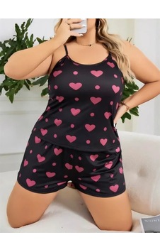 Veraura Lifestyle Büyük Beden Siyah Desen İnce Askılı Pamuklu Şortlu Pijama Takımı Veraura Lifestyle Büyük Beden Siyah Desen İnce Askılı Pamuklu Şortlu Pijama Takımı