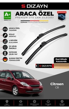 S-dizayn Citroen C8 Ön Cam Silecek Seti 2002-2014 Premium Araca Özel 65-65 Cm A+ Kalite Aocs-1948