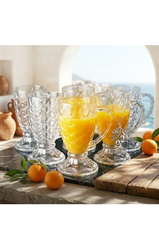 Pullu Kulplu Bardak 240 Ml 6 Adet Beyaz Pullu Kulplu Bardak 240 Ml 6 Adet Beyaz